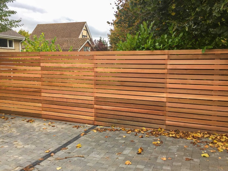 Contemporary red cedar fencing.